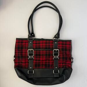 American Living Red & Black Plaid Tote Bag